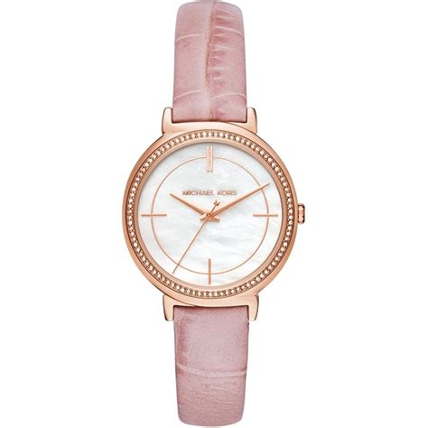 michael kors watch ladies leather strap|Michael Kors leather watch women.